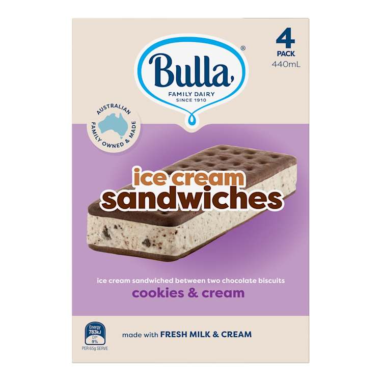 Bulla Cookies & Cream Ice Cream Sandwiches