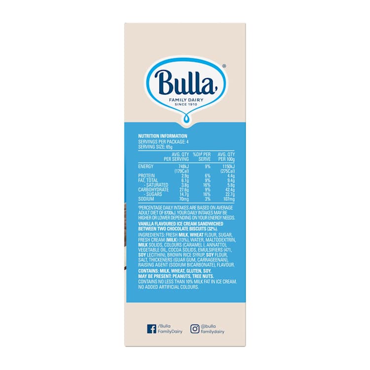 Bulla Creamy Classics Vanilla Sandwich