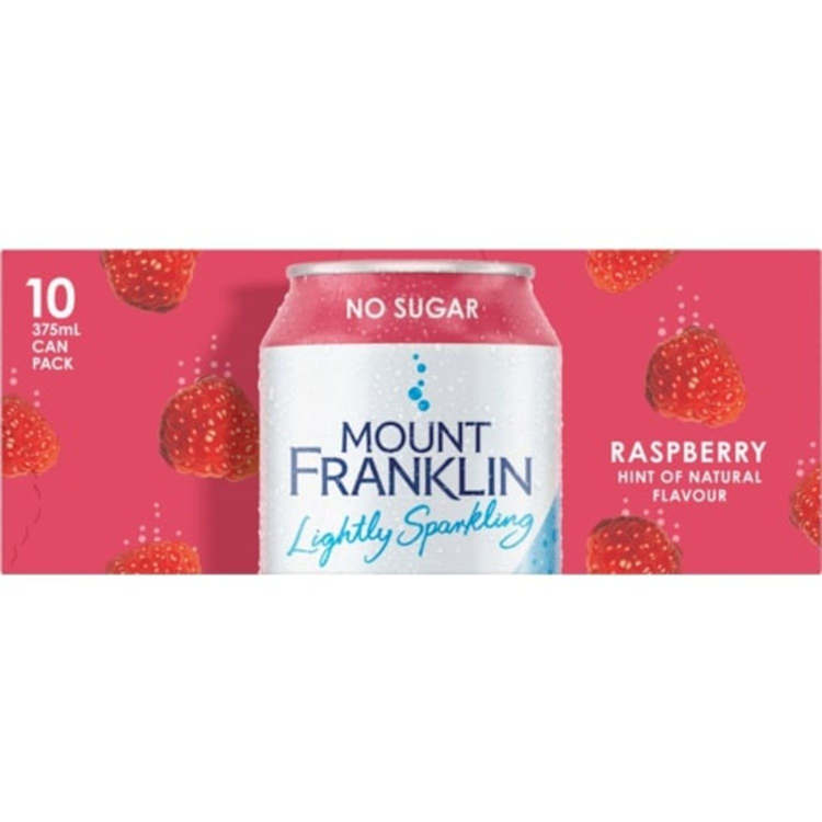 Mount Franklin Lightly Sparkling Water Raspberry, Multipack Cans 