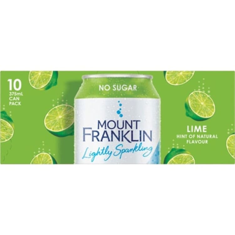 Mount Franklin Lightly Sparkling Water Lime, Multipack Cans