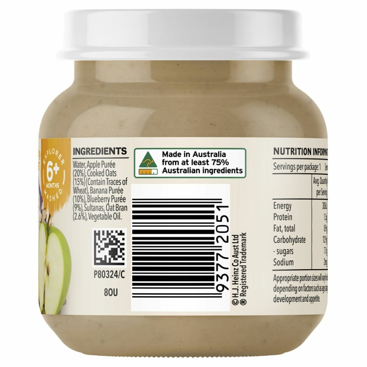 Heinz Apple Blueberry Muesli Baby Food Jar 6 months IGA Shop