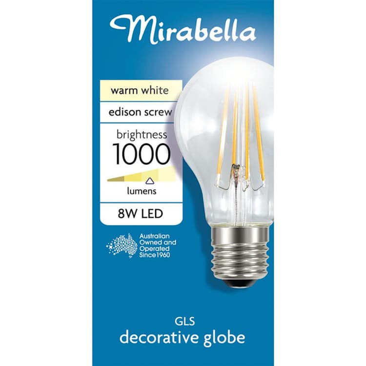 Mirabella LED Globe ES A60 2700K 8W