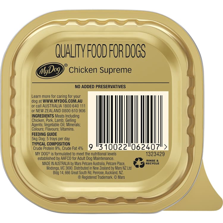 My Dog Chicken Supreme Loaf Classics Wet Dog Food Tray