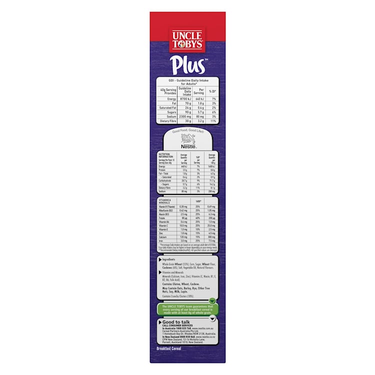 Uncle Tobys Plus Iron