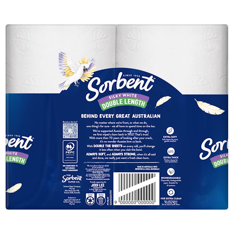 Sorbent Double Length Toilet Tissue 4 Pack | IGA Shop Online