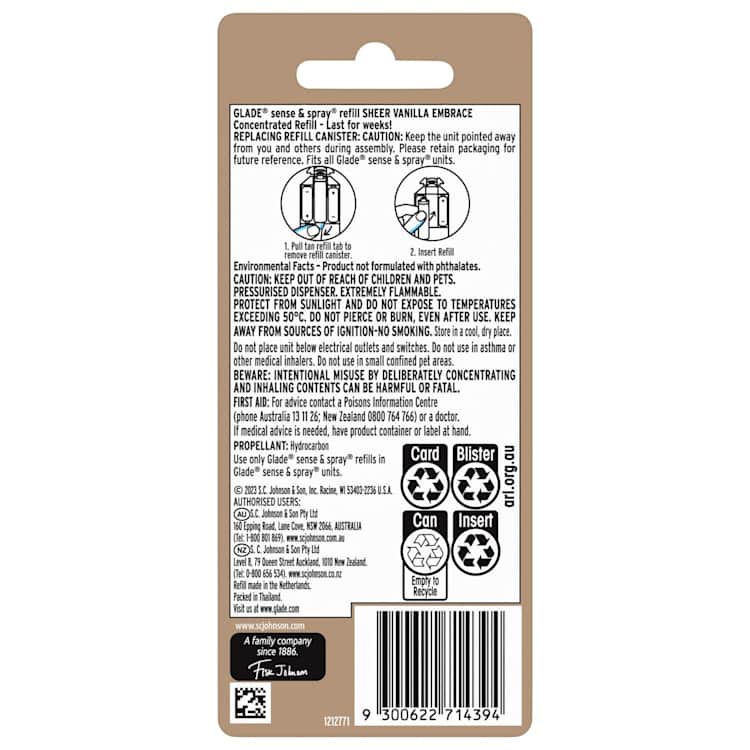 Glade Sense & Spray Vanilla Refill