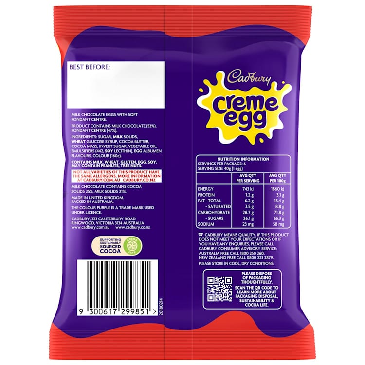 Cadbury Creme Egg Pack Egg Bag