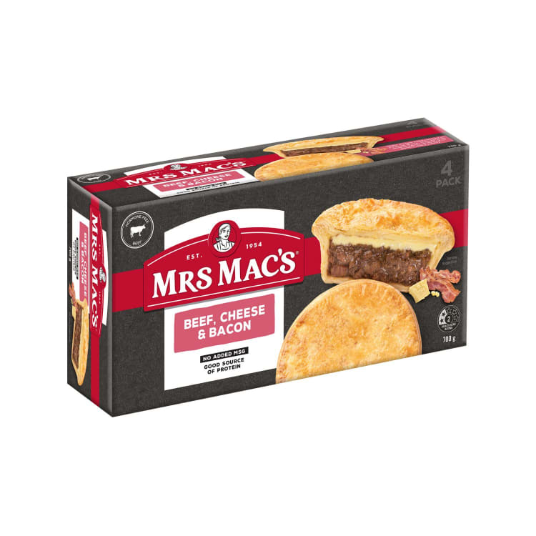 Mrs Mac's Beef, Cheese & Bacon Pies