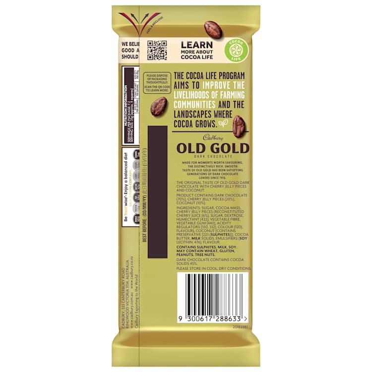 Cadbury Old Gold Dark Chocolate Cherry Ripe