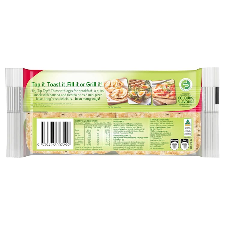 Tip Top Sandwich Wholemeal Thins