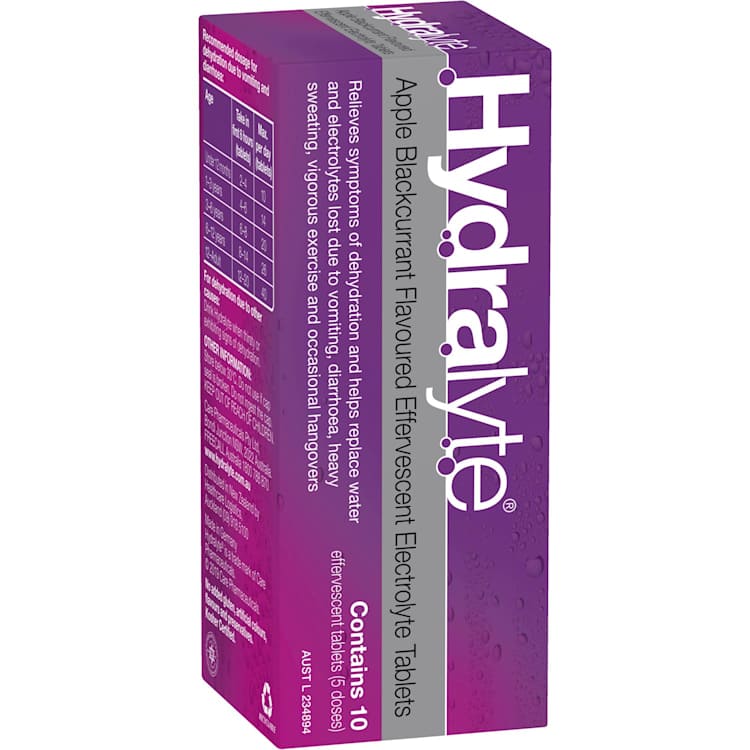 Hydralyte Effervescent Electrolyte Tablets Apple Blackcurrant