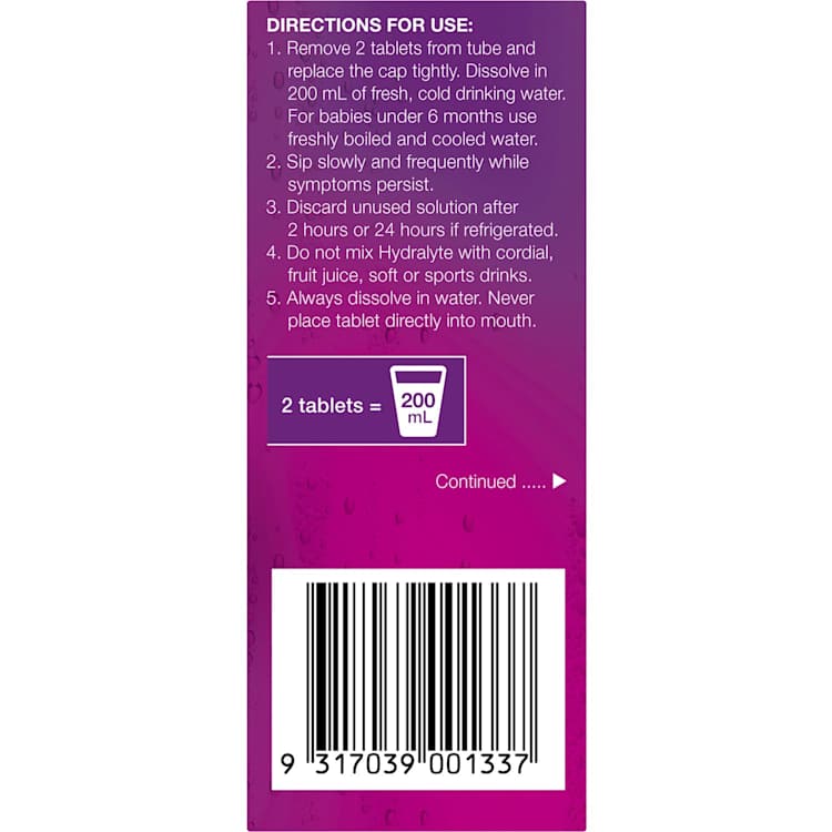 Hydralyte Effervescent Electrolyte Tablets Apple Blackcurrant