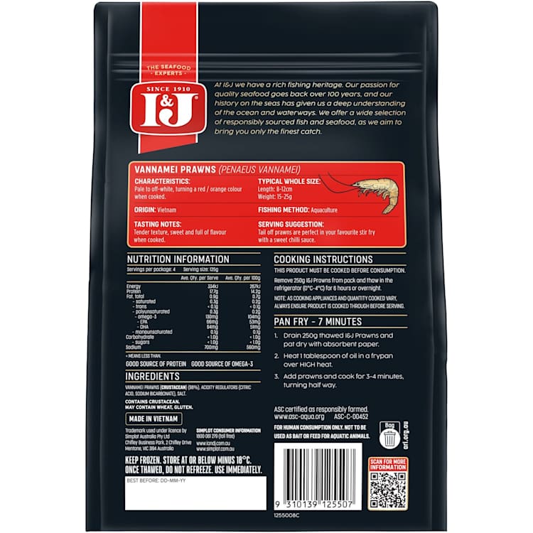 I&J Prawns Tail Off Raw