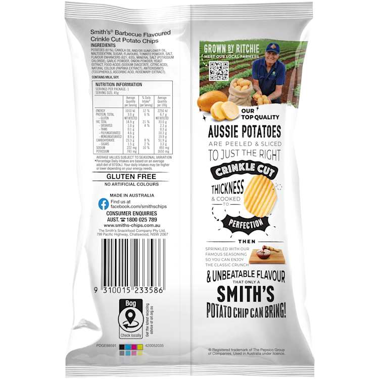 Smith's Crinkle Cut Barbecue Potato Chips