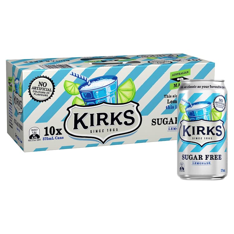 Kirks Sugar Free Lemonade Multipack 375ml Cans Soft Drink