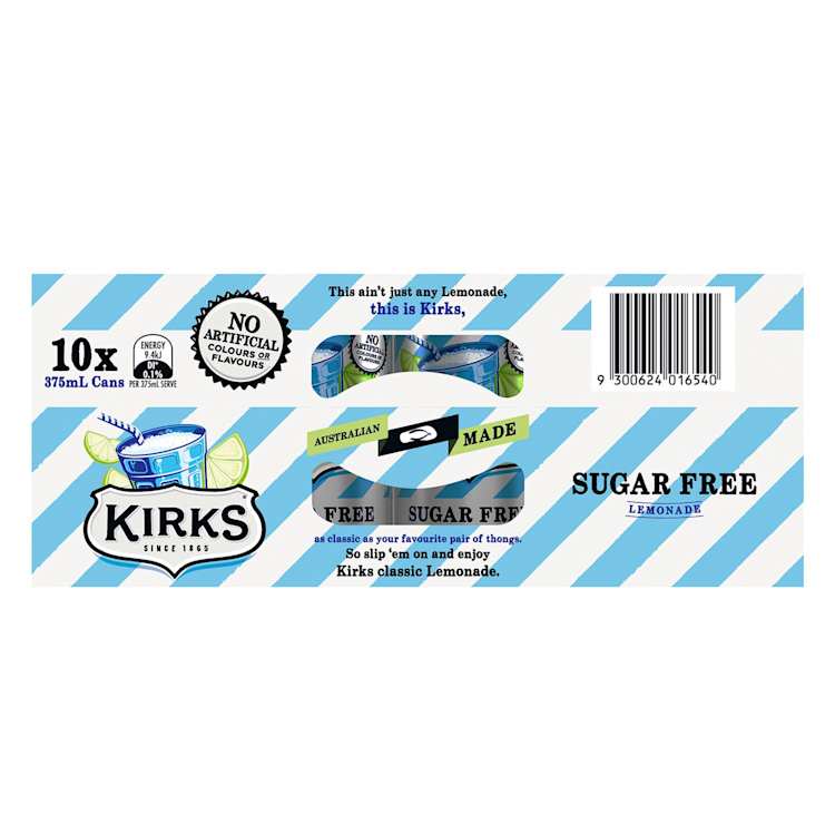 Kirks Sugar Free Lemonade Multipack 375ml Cans Soft Drink