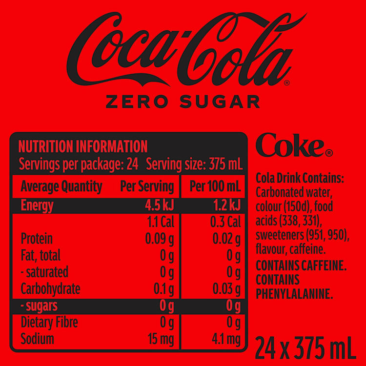 Coca-Cola Zero Sugar Soft Drink Multipack Cans