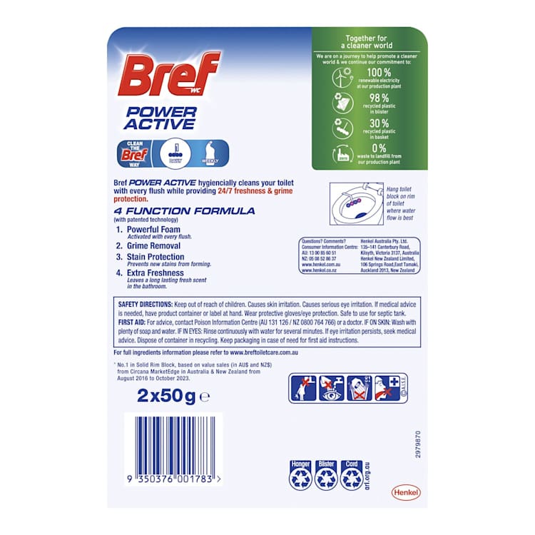 Bref Power Active Flower Blossom Rim Block Toilet Cleaner 100g | IGA ...