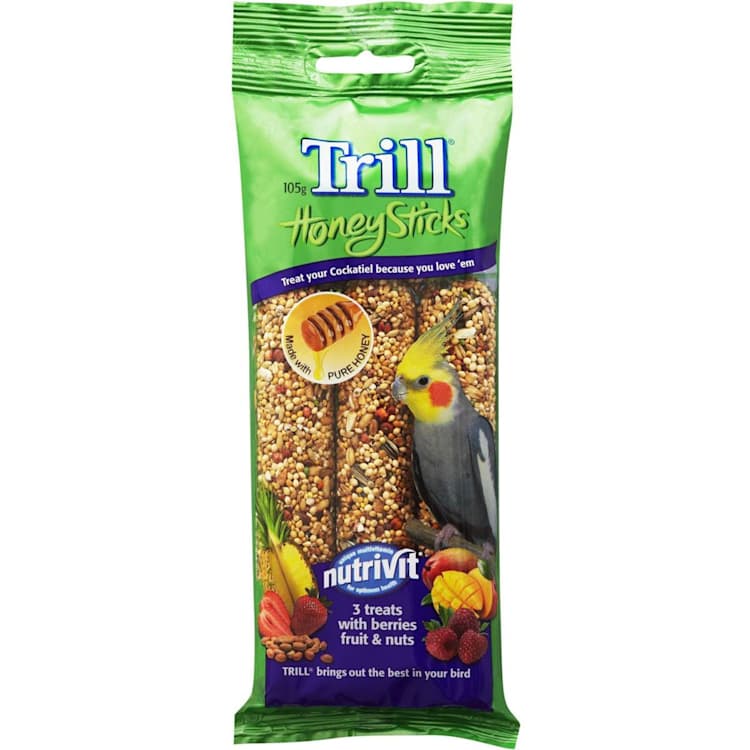 Trill Honey Sticks Dry Bird Treats With Berries Fruit & Nuts