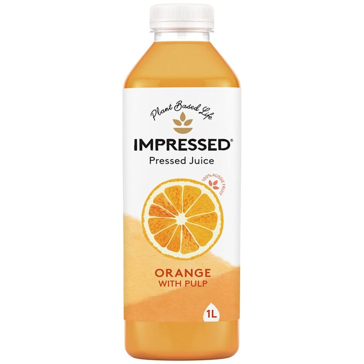 Impressed Orange With Pulp Juice