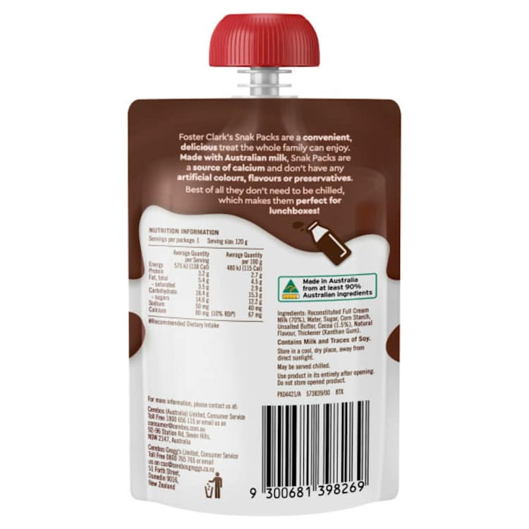 Foster Clark's Snak Pack Custard Pouch Chocolate