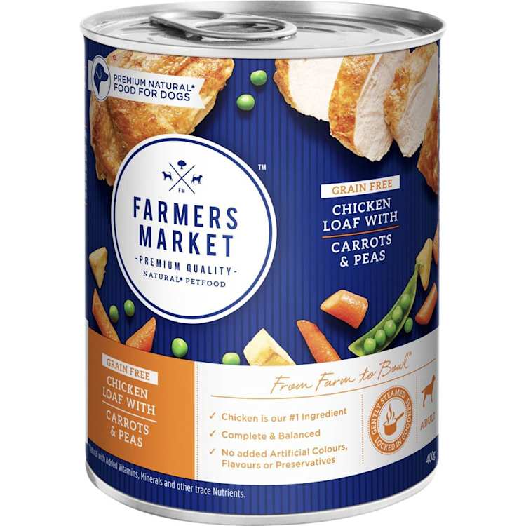Farmers Market Grain Free Chicken Loaf With Carrots Peas Wet Dog Food
