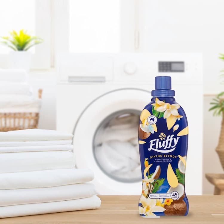 Fluffy Divine Blends Concentrated Fabric Softener Conditioner Warm Vanilla & Creamy Coconut