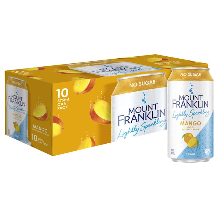 Mount Franklin Lightly Sparkling Water Mango Multipack Cans