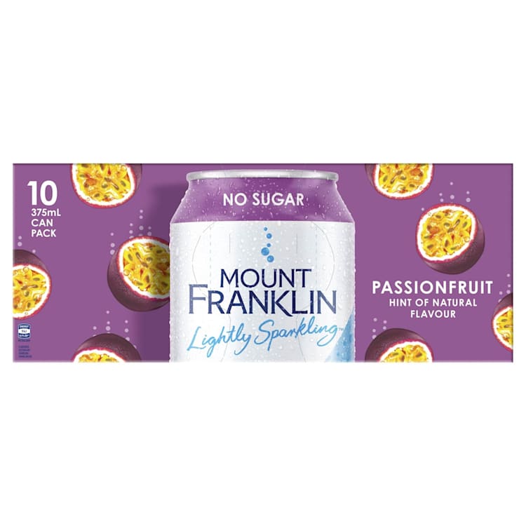 Mount Franklin Lightly Sparkling Water Passionfruit, Multipack Cans