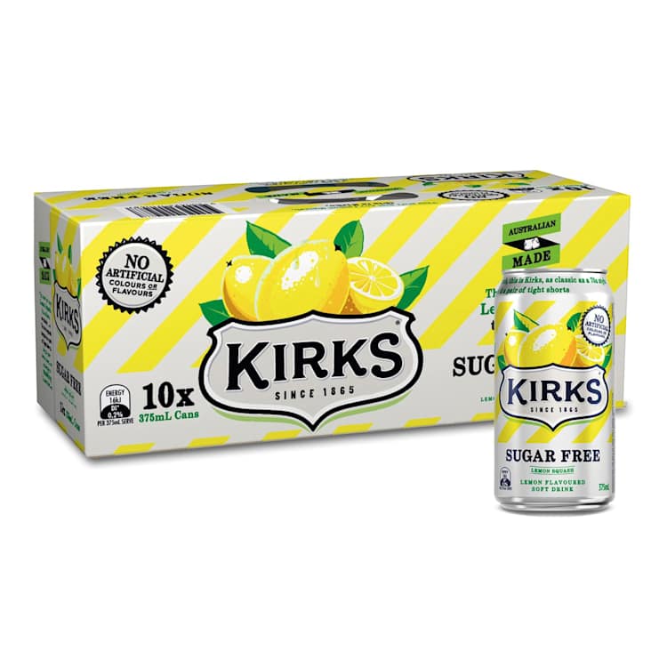 Kirks Sugar Free Lemon Squash Multipack Cans Soft Drink 375mL