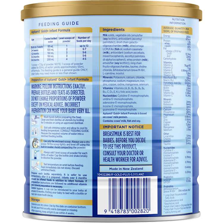 Aptamil Gold+ 1 Pronutra Biotik Baby Infant Formula From Birth to 6 Months