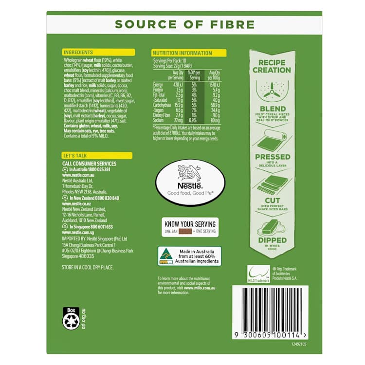 Nestlé Milo Dipped Snack Bars with White Chocolate