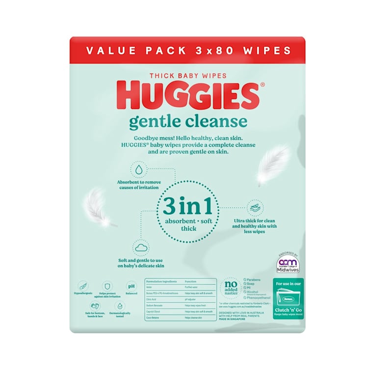 Huggies Baby Wipes Fragrance Free 80 Wipes Per Pack