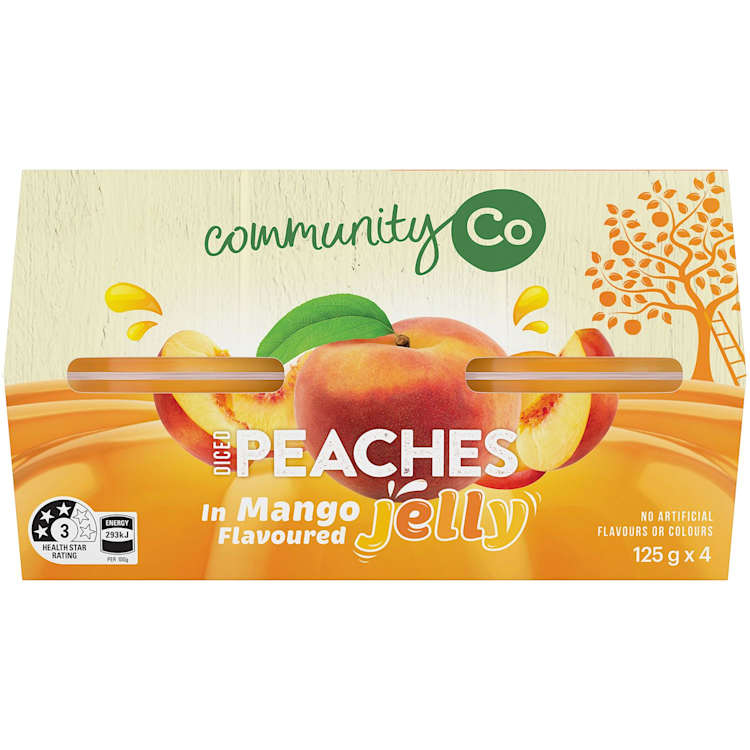 Community Co Diced Peach In Mango Flavoured Jelly