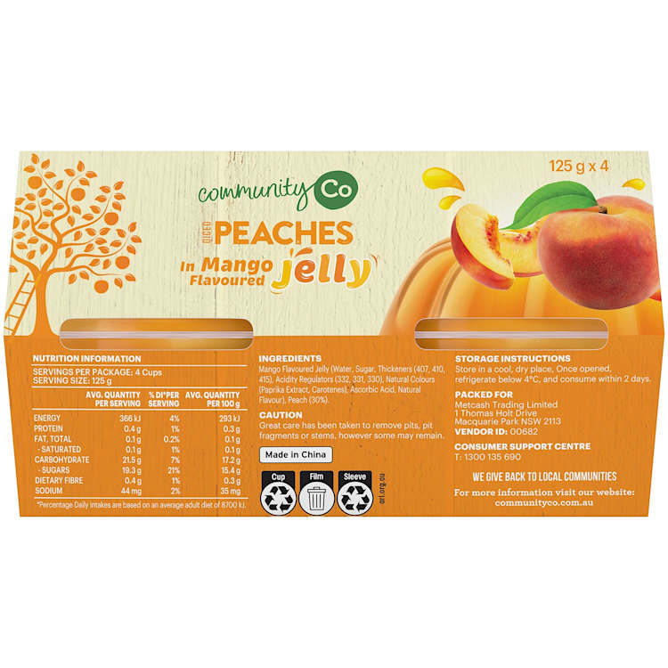 Community Co Diced Peach In Mango Flavoured Jelly