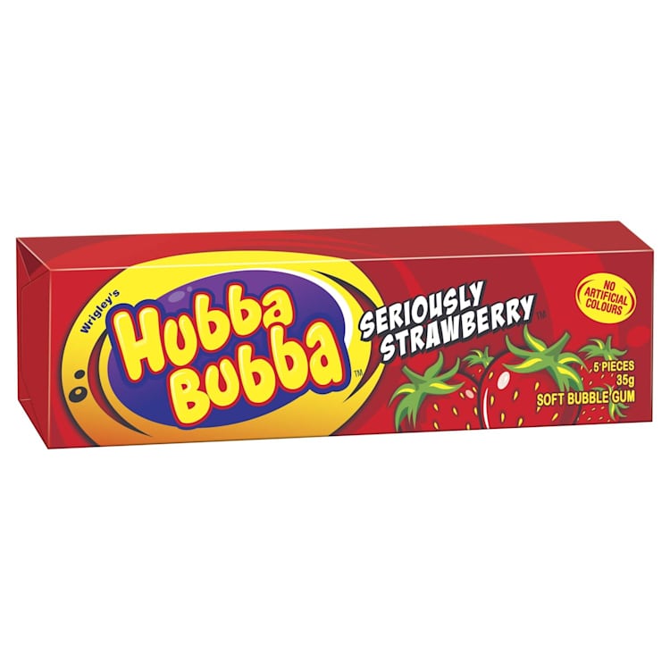 Hubba Bubba Seriously Strawberry Bubble Gum Chunk 5 Piece