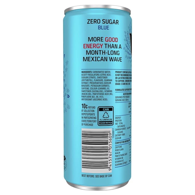 V Guarana Energy Drink Blue Sugarfree