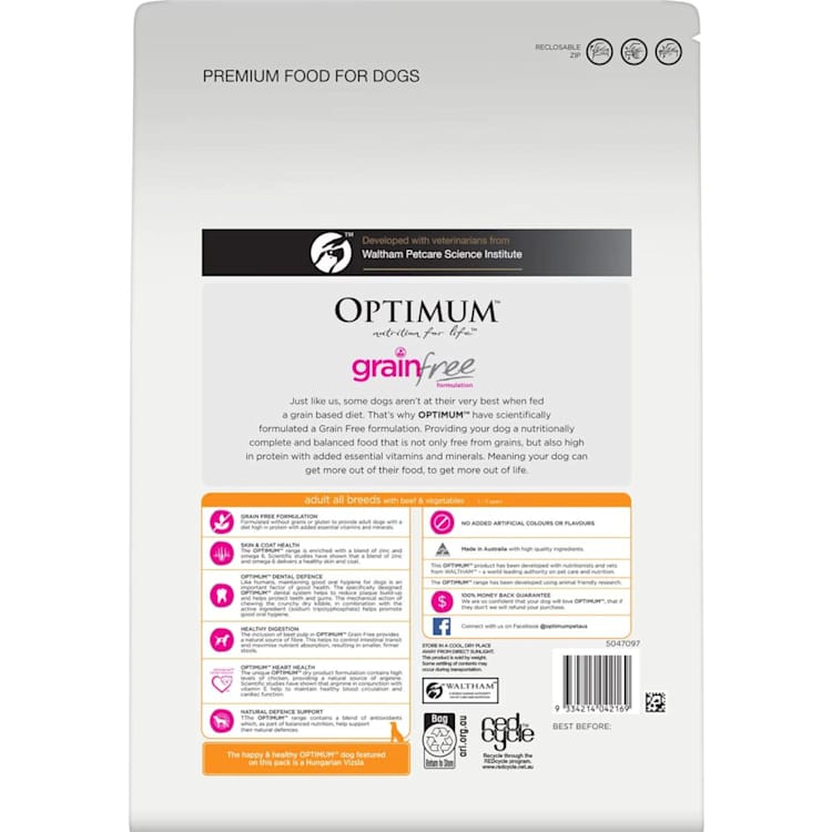 Optimum Grain Free Dry Dog Food With Beef Vegetables IGA Shop - Main Image