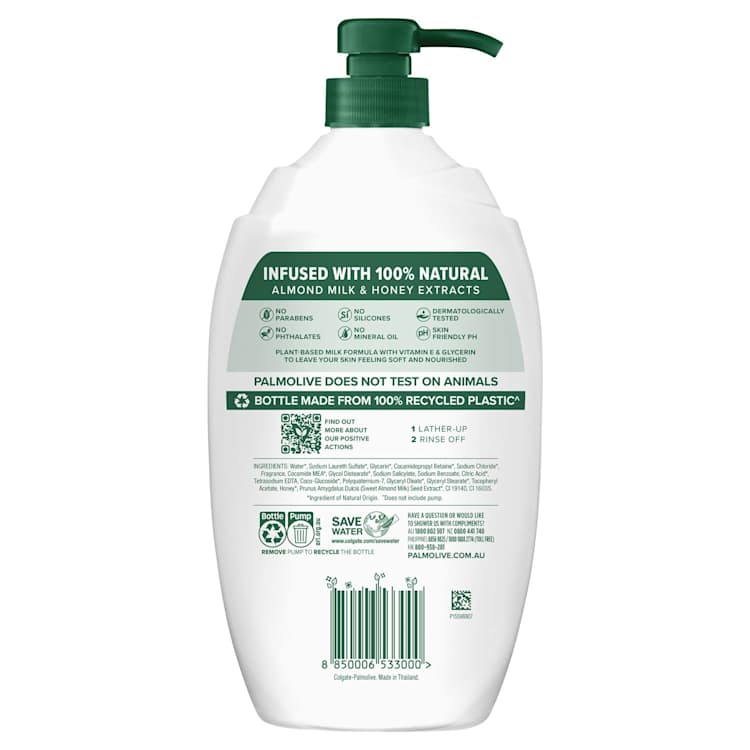 Palmolive Naturals Milk & Honey Body Wash with Moisturising Milk 0% Parabens Recyclable