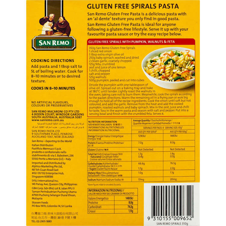 San Remo Gluten Free Original Spirals