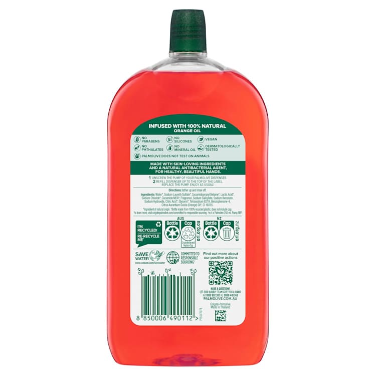 Palmolive Antibacterial Liquid Hand Wash Soap Orange 2 Hour Defence Refill & Save