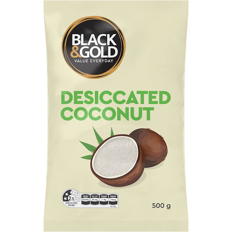 Black & Gold Desiccated Coconut