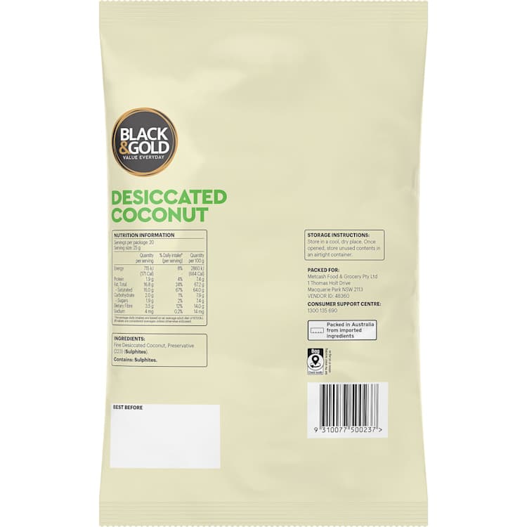 Black & Gold Desiccated Coconut