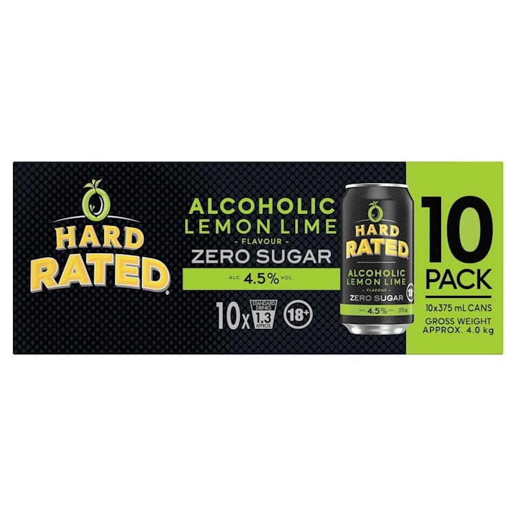 Hard Rated Zero Sugar Zesty Lemon Lime Can 375mL 