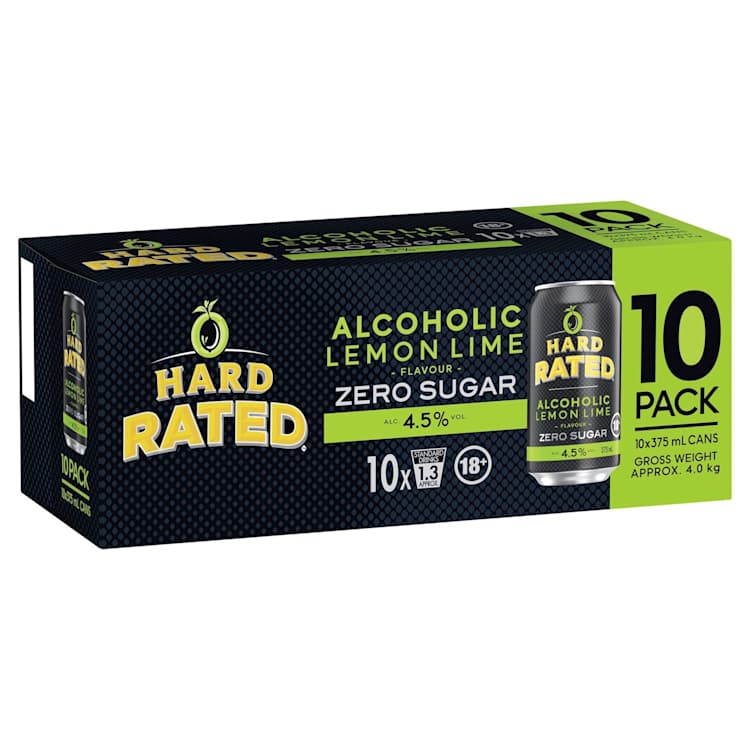 Hard Rated Zero Sugar Zesty Lemon Lime Can 375mL 