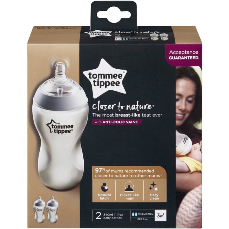 Tommee Tippee Closer to Nature 6 Pack (260ml) Baby Bottles - Natural