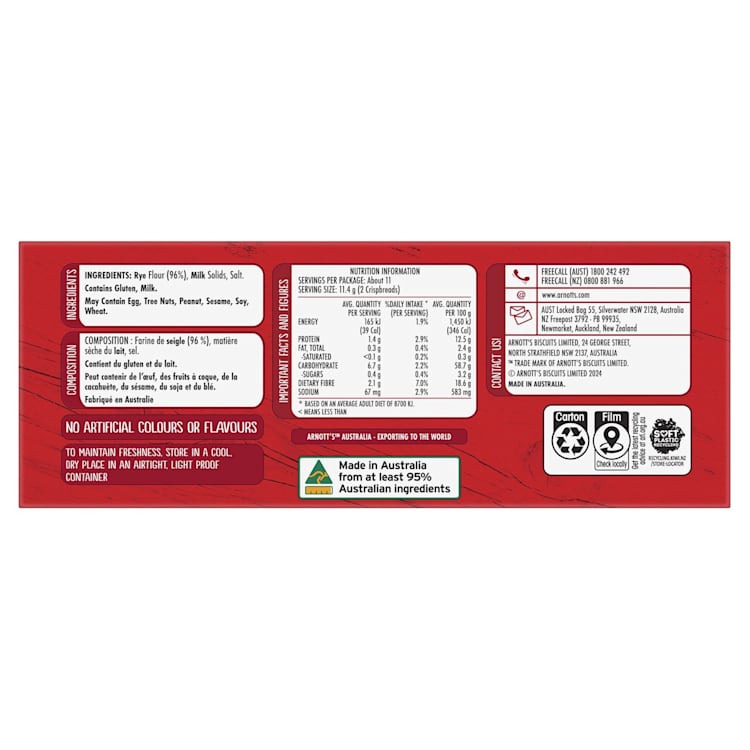 Arnott's Cruskits Rye