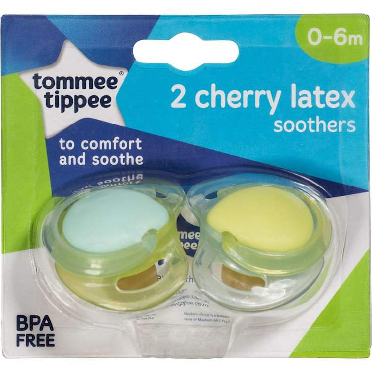 Tommee Tippee Decorated Cherry Latex Soothers 0 To 6 Months IGA