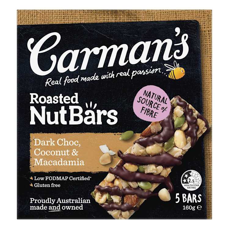 Carman's Dark Choc Macadamia Coconut Nut Bars