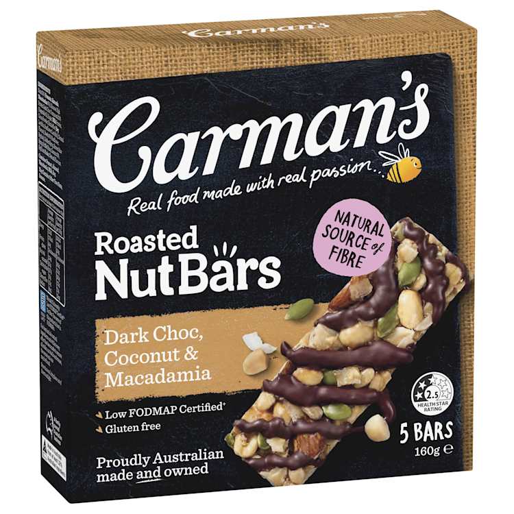 Carman's Dark Choc Macadamia Coconut Nut Bars
